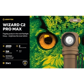 Armytek Wizard C2 Pro MAX Multilygte, Hvid Lys i Sandfarvet