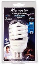 Spiralp�re 20W E27 sokkel 100watt D�mpbar