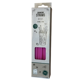 Sugerør Ensfarvet Genanvendelige 50 stk., Lyserød