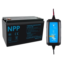 NPP Power 160Ah lithium pakkeløsning med Bluetooth + IP65 12/25 lader