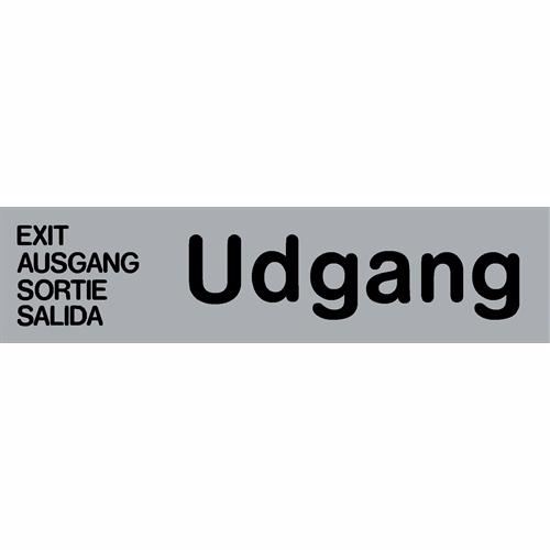 Selvklæbende Skilt "Udgang, Exit, Ausgang" 160 x 40 mm