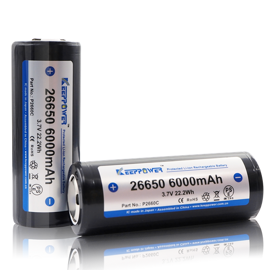 Keeppower 26650 P2660C 3,6 volt Li-Ion batteri 6000 mAh med sikkerhedskredsløb
