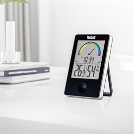 Mebus Indendørs Termometer og Hygrometer med Ur, Sort  