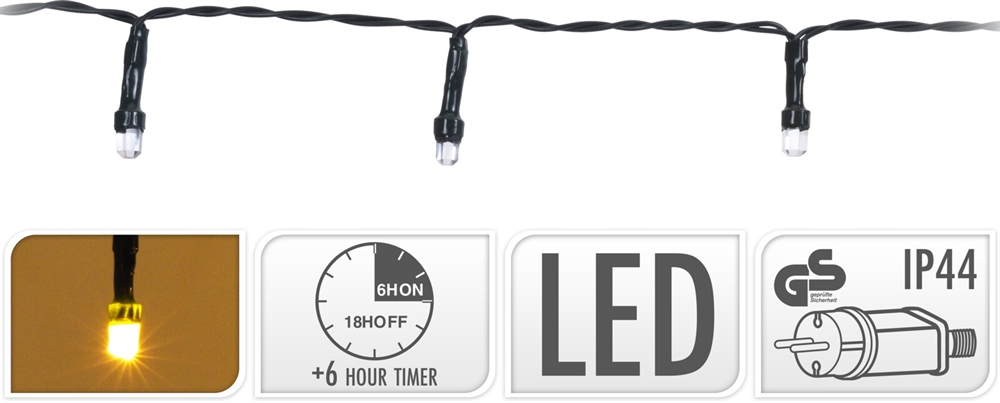 Fil Bliv oppe hegn LED lyskæde 200 LED 20 meter med timer hurtigt leveret