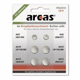 Sortiment af urbatterier AG3/AG4/AG10/AG13 (6 stk)