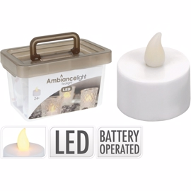 Fyrfadslys LED 24 pak hvid med batterier