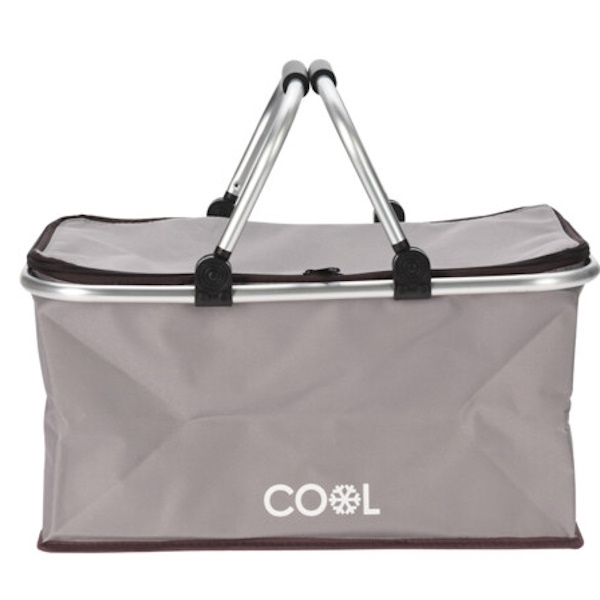 Foldbar Picnickurv / Indkøbskurv Køletaske, 35 liter Taupe