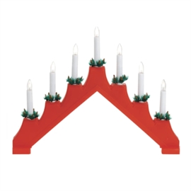 Svensk Lysestage med 7 Lys, Rød