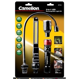 Camelion RT81, 3 i 1 Genopladelig LED Lygte, 600 Lumen