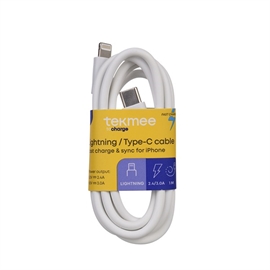 Tekmee 1 meter Ladekabel, Lightning til Type-C, Hvid