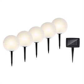 Grundig LED Solcellelamper, Kugler med Spyd, Sæt med 5 stk.  