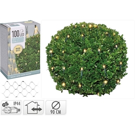Rundt Lyskæde Net Varm Hvid med 100 LED – 90 cm