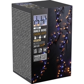 Snake LED Lyskæde med Vandfaldseffekt 360 LED 5 m, Varm- og Kold Hvid