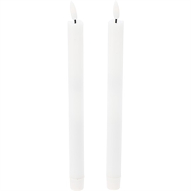  LED Voks Kronelys med 3D-Flamme med Fjernbetjening og Timer, Hvid, 2 stk.