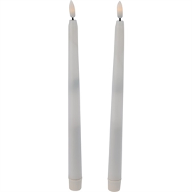 LED Voks Stagelys med 3D-Flamme Hvid H: 27 cm, 2 stk.