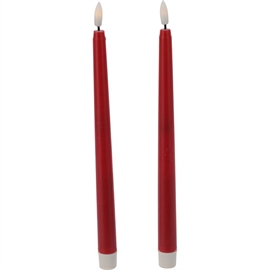 LED Voks Stagelys med 3D-Flamme Rød H: 27 cm, 2 stk.