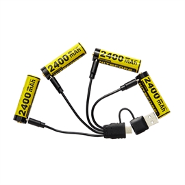 Nitecore Genopladelige Batterier AA 2400mAh, 1,5 V - USB-C Genopladelig 