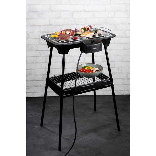 Alpina Elektrisk Grill 2-i-1 Bord- & Stående Elgrill 2000W, Sort