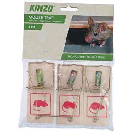 Kinzo Musefælde 3 stk. Klassisk Træfælde 10x5x2 cm