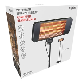 Alpina Terrassevarmer Justerbar 195 cm Udendørs 2000W, Sort