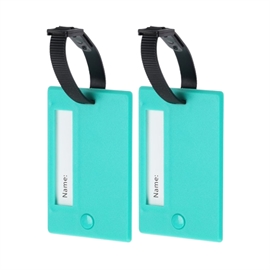 Proworld Bagagemærker 2 stk. med Skjult Adresse og Telefonnummer, Turkis