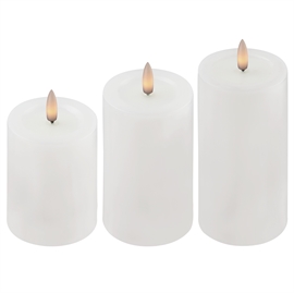 3-Pak Udendørs LED Bloklys 7,5 x 10, 12,5 og 15 cm, Hvid