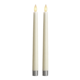 LED Stagelys H: 29 cm med 500 Timers Lystid 2 stk. Vokslys, Hvid