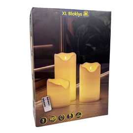 Udendørs LED Bloklys Sæt H: 19, 29 og 39 cm i 3-Pak, Hvid