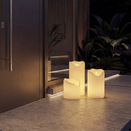 Udendørs LED Bloklys Sæt H: 19, 29 og 39 cm i 3-Pak, Hvid