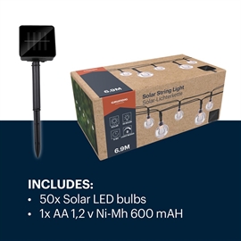 Grundig LED Solcelle Lyskæde 6,9 m 50 LED, Varm Hvid