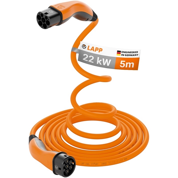 Lapp Mobility Type 2 Selvoptrækkende Ladekabel Orange 5M 22kw 