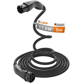 Lapp Mobility Type 2 Selvoptrækkende Ladekabel Sort 5M 11kw