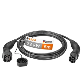Type 2 Ladekabel Sort 5M 11kw 