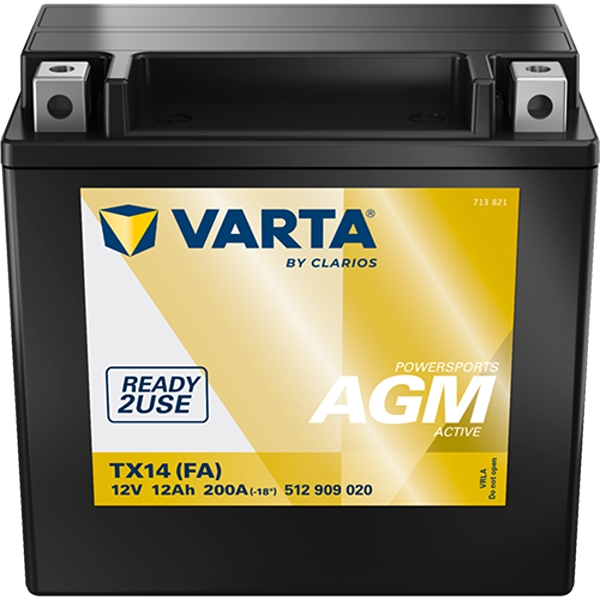 Varta 512 909 020 Powersports AGM Active MC bateri 12 volt 12Ah (+pol til venstre)