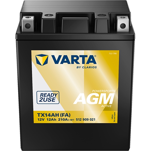 Varta 512 909 021 Powersports AGM Active MC batteri 12 volt 12Ah (+pol til venstre)