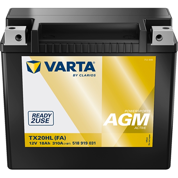 Varta 518 919 031 Powersports AGM Active MC batteri 12 volt 18Ah (+pol til højre)