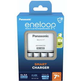 Panasonic Eneloop BQ-CC17E batterioplader + 4 x AA batterier