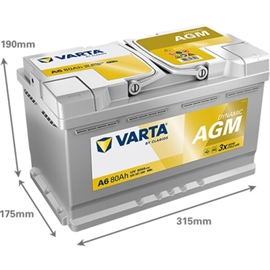 Varta A6 XEV Silver Dynamic AGM bilbatteri 12V 80Ah 580 901 080