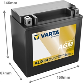 Varta AUX14 Start Power AGM Back up bilbatteri 12V 13Ah 513 106 020