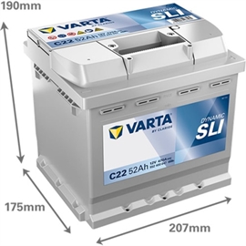 Varta C22 Blue Dynamic Bilbatteri 12V 52Ah 552400047