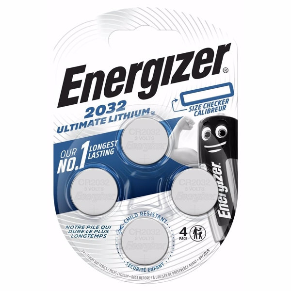 CR2032 3V Energizer Ultimate Lithium batteri 4 pak