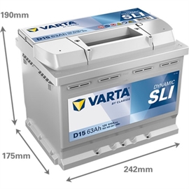 Varta D15 Silver Dynamic Bilbatteri 12V 63Ah 563400061