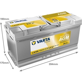 Varta LA105 Professional Dual Purpose AGM Bilbatteri 12V 105Ah 840 105 095