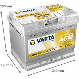 Varta LA60 Professional Dual Purpose AGM Bilbatteri 12V 60Ah 840 060 068 