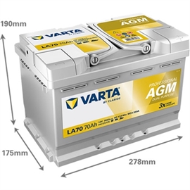 Varta LA70 Professional Dual Purpose AGM Bilbatteri 12V 70Ah 840070076