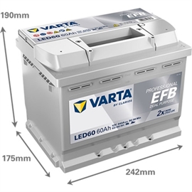Varta LED60 Professional Dual Purpose EFB Bilbatteri 12V 60Ah 930060064