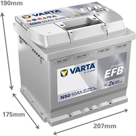 Varta N50 Blue Dynamic EFB Bilbatteri 12V 50Ah 550 500 055