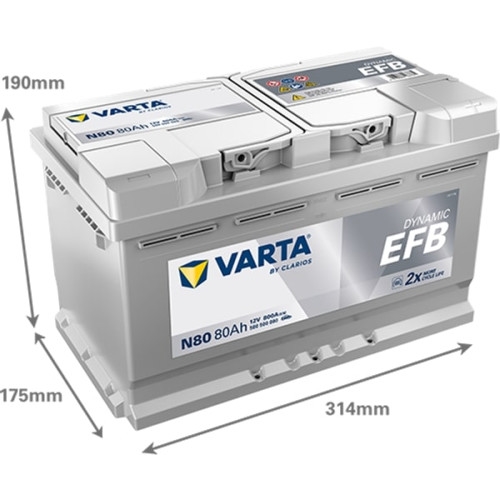 Varta N80 Blue Dynamic EFB Bilbatteri 12V 80Ah 580 500 080