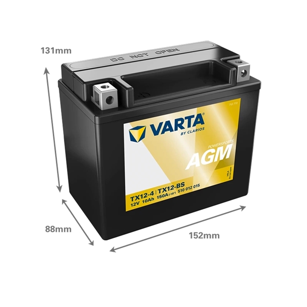 Varta 510 012 015 MC batteri 12 volt 10Ah (+pol til venstre) 