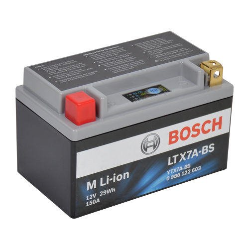 Bosch lithium MC batteri LTX7A-BS 12volt 2,4Ah +pol til Venstre